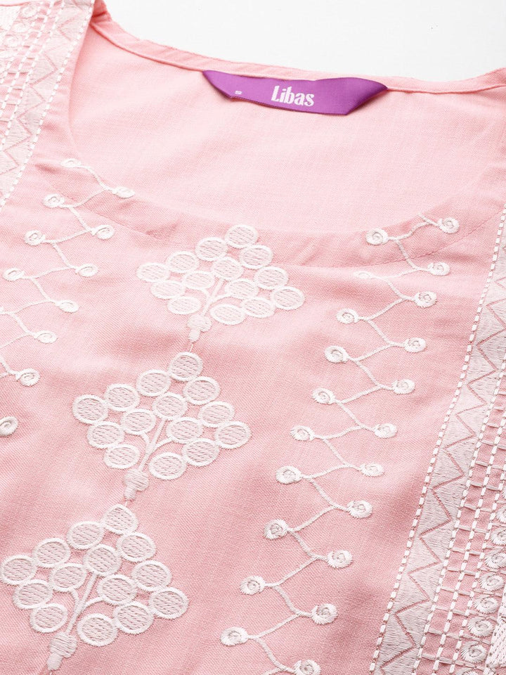Pink Yoke Design Cotton Straight Kurta - Libas