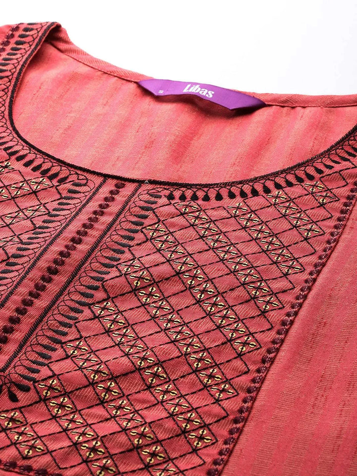 Pink Yoke Design Cotton Straight Kurta - Libas