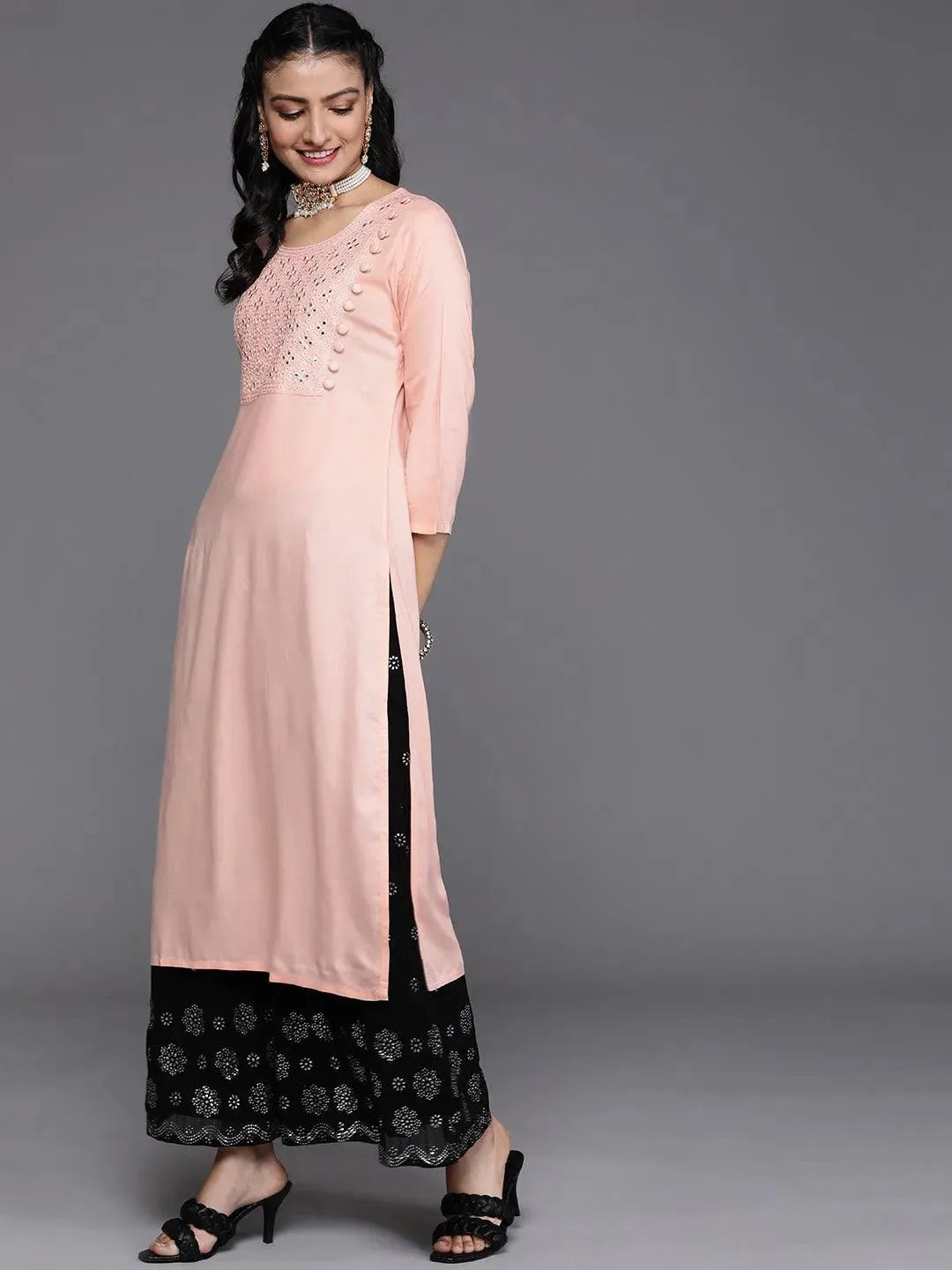 Pink Yoke Design Rayon Kurta - Libas