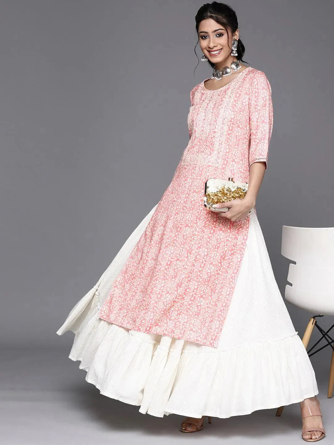 Pink Yoke Design Rayon Kurta - Libas 