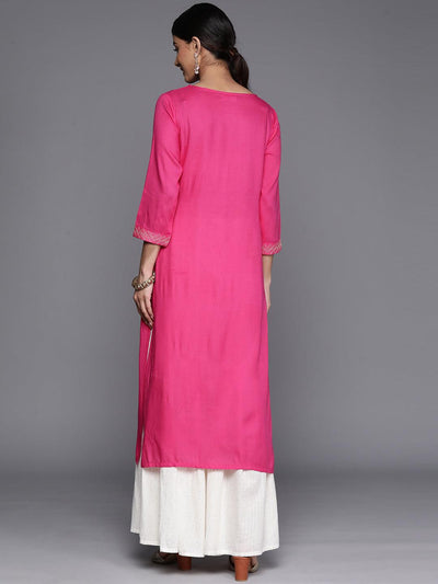 Pink Yoke Design Rayon Straight Kurta - Libas