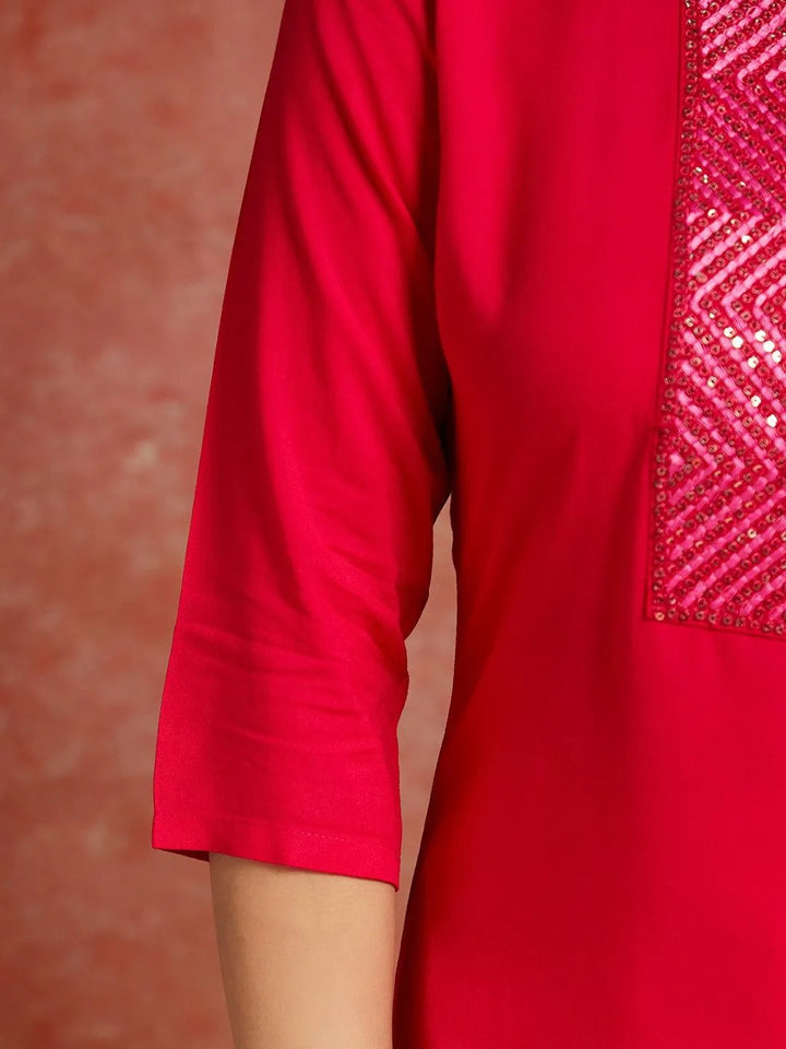 Pink Yoke Design Rayon Straight Kurta - Libas