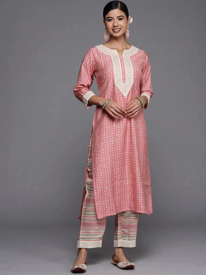 Pink Yoke Design Silk Straight Kurta - Libas