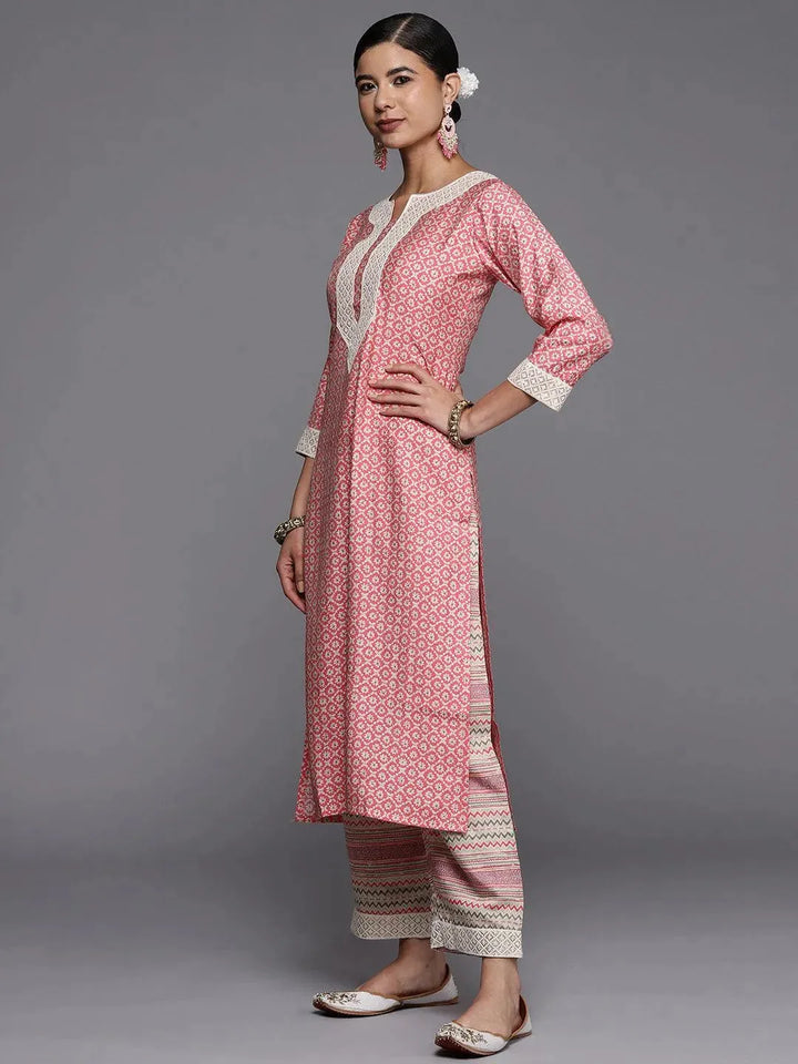 Pink Yoke Design Silk Straight Kurta - Libas