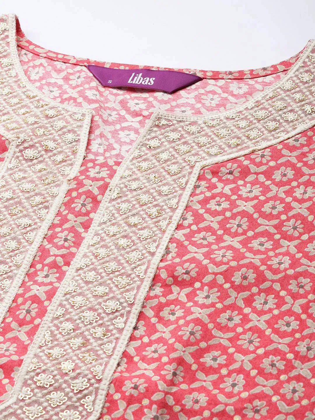 Pink Yoke Design Silk Straight Kurta - Libas 