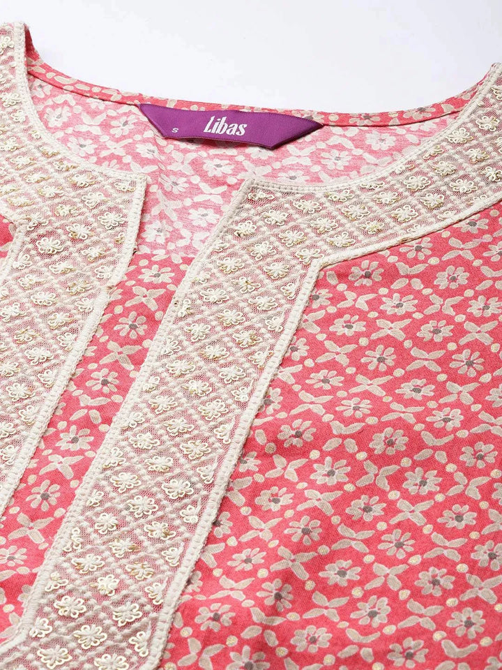 Pink Yoke Design Silk Straight Kurta - Libas