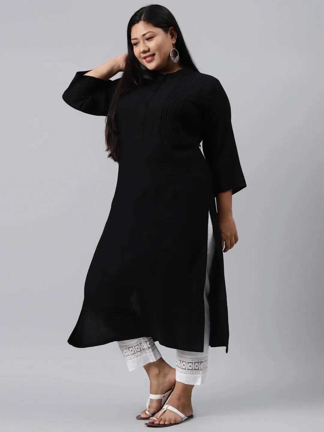 

Buy Plus Size Black Solid Rayon Kurta - 11095- | Libas Ethnic Wear Online