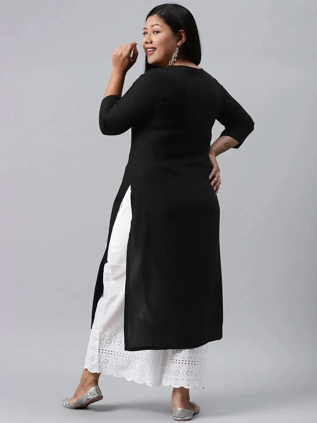 

Buy Plus Size Black Solid Rayon Kurta - 11114-6XL | Libas Ethnic Wear Online