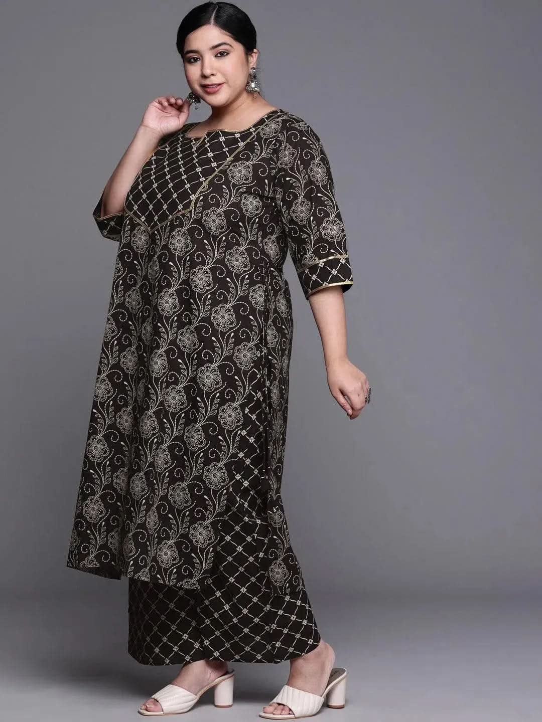 

Buy Plus Size Black Yoke Design Cotton Suit Set - 15163O- | Libas Ethnic Wear Online