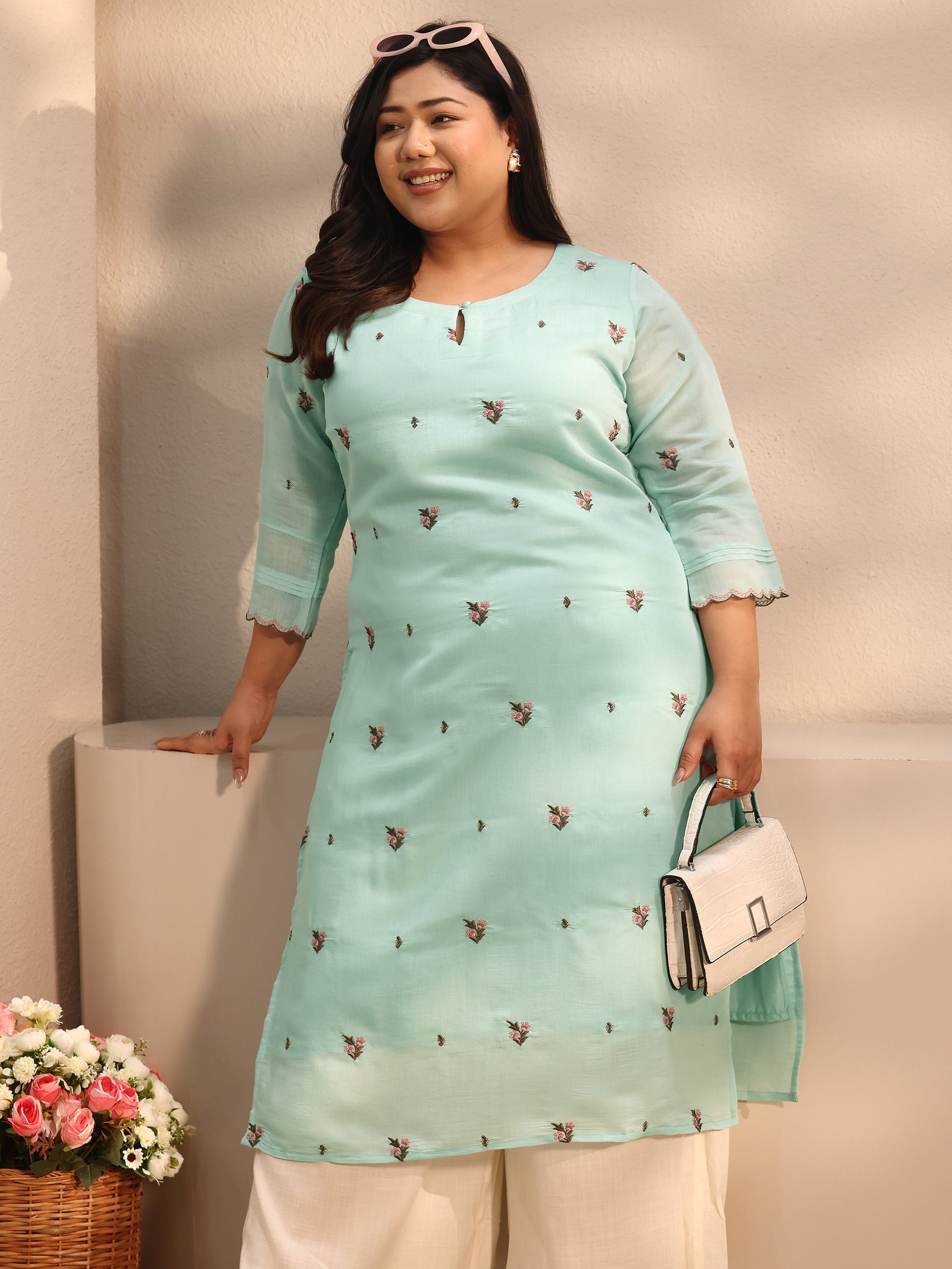 Lavender Printed Crepe Straight Kurta