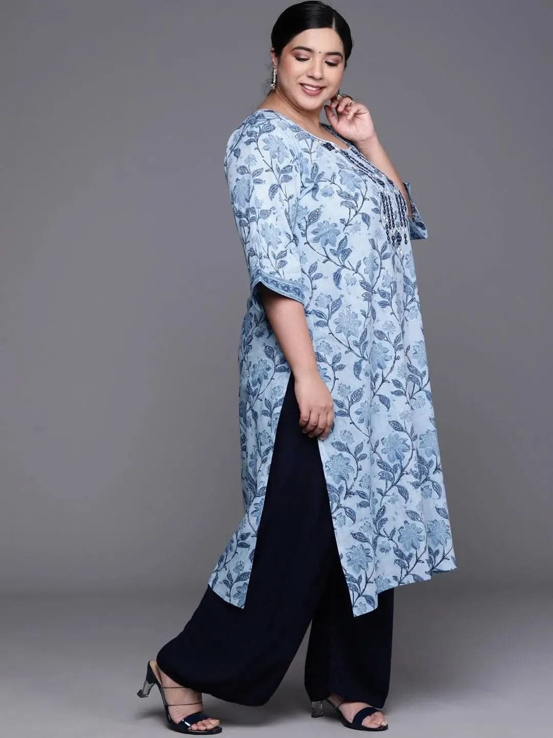 

Buy Plus Size Blue Printed Cotton Kurta - 25054O- | Libas Ethnic Wear Online