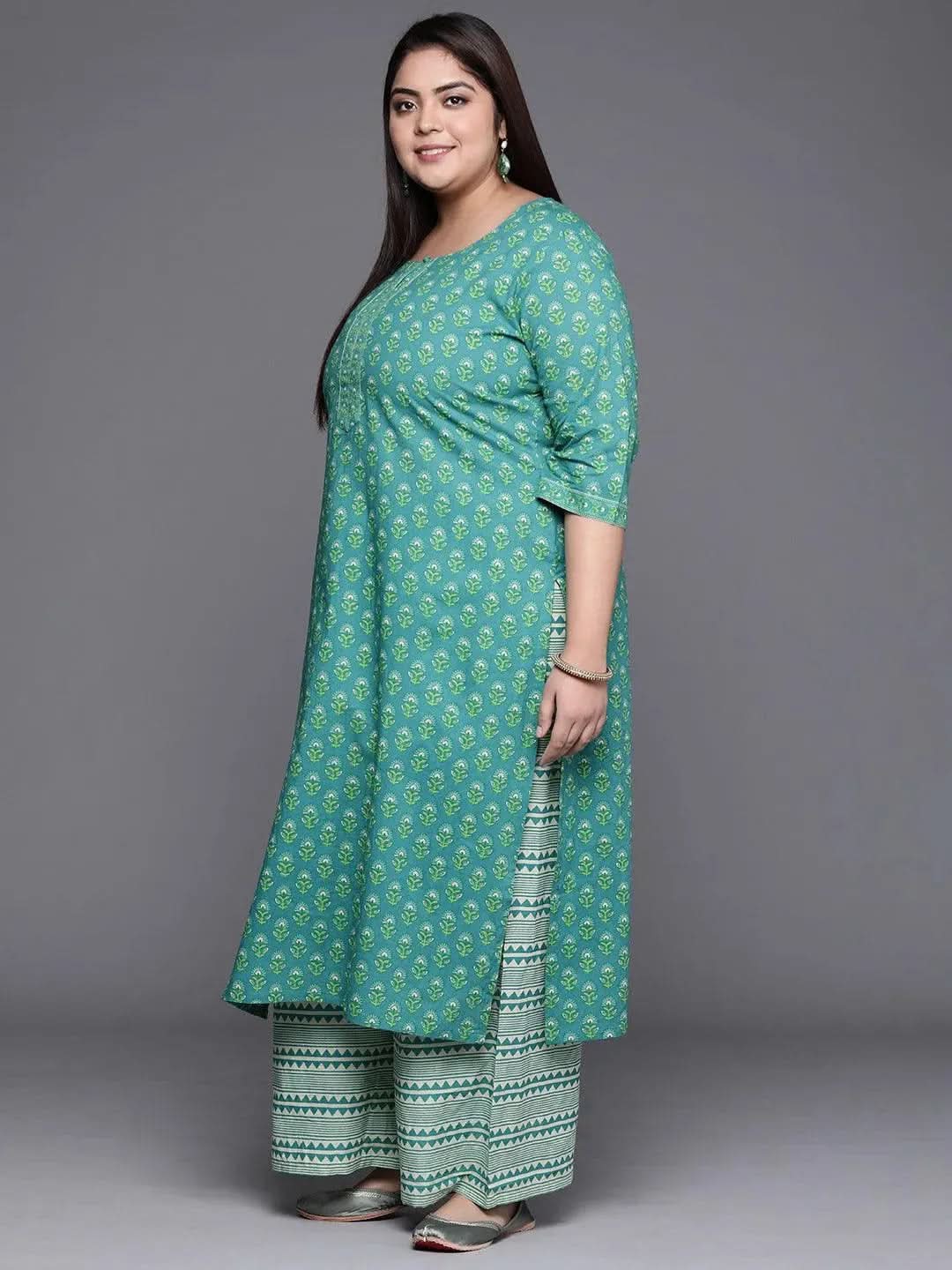 

Buy Plus Size Blue Printed Cotton Suit Set - 15099- | Libas Ethnic Wear Online