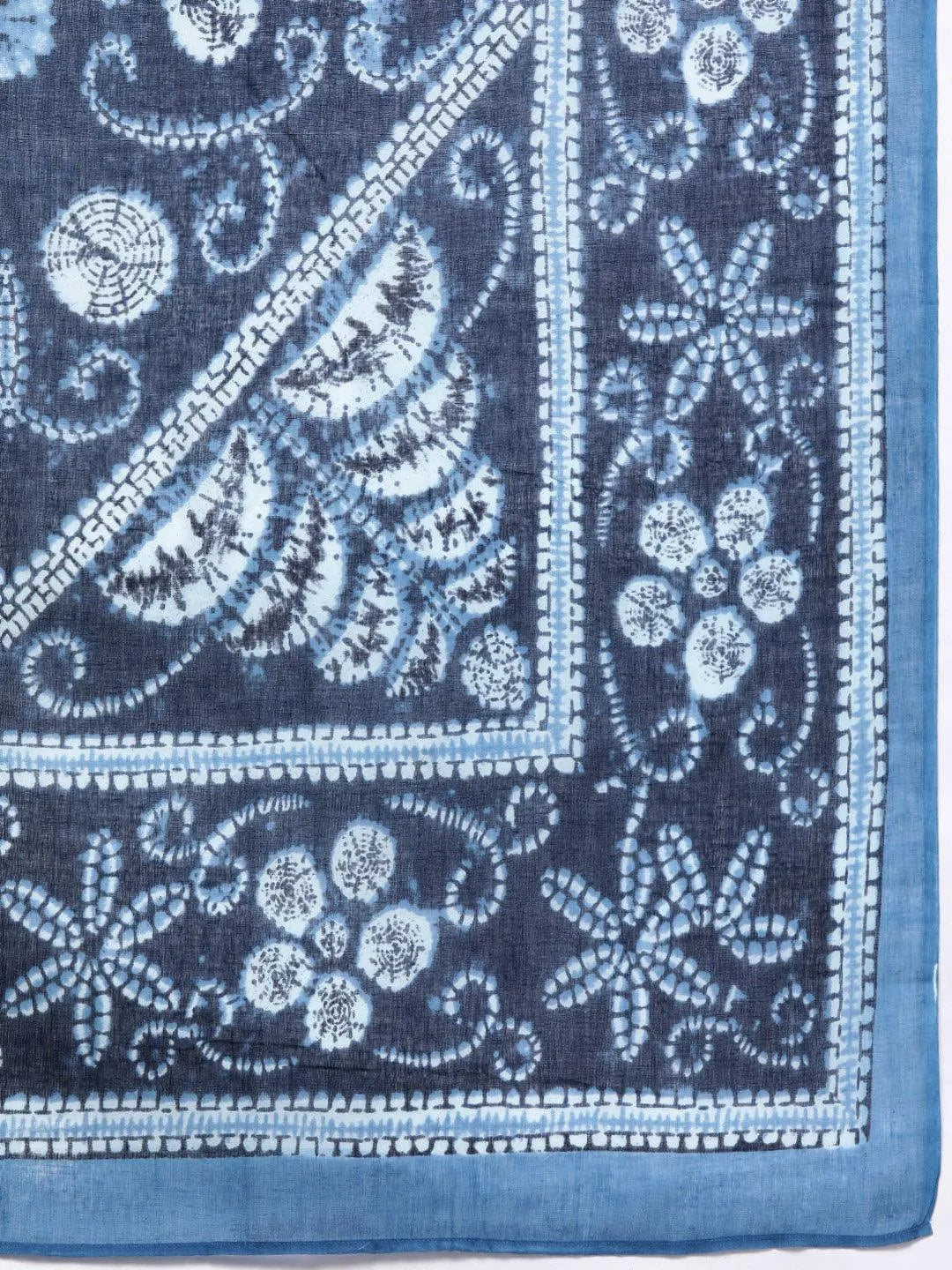 Plus Size Blue Printed Cotton Straight Kurta With Salwar Dupatta - Libas 