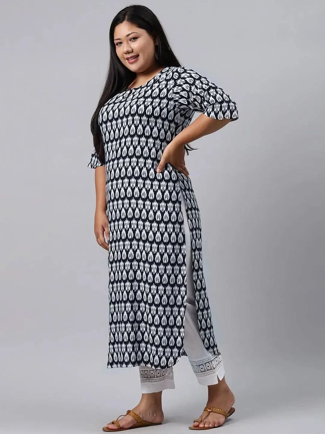 

Buy Plus Size Blue Printed Rayon Kurta - 11098- | Libas Ethnic Wear Online