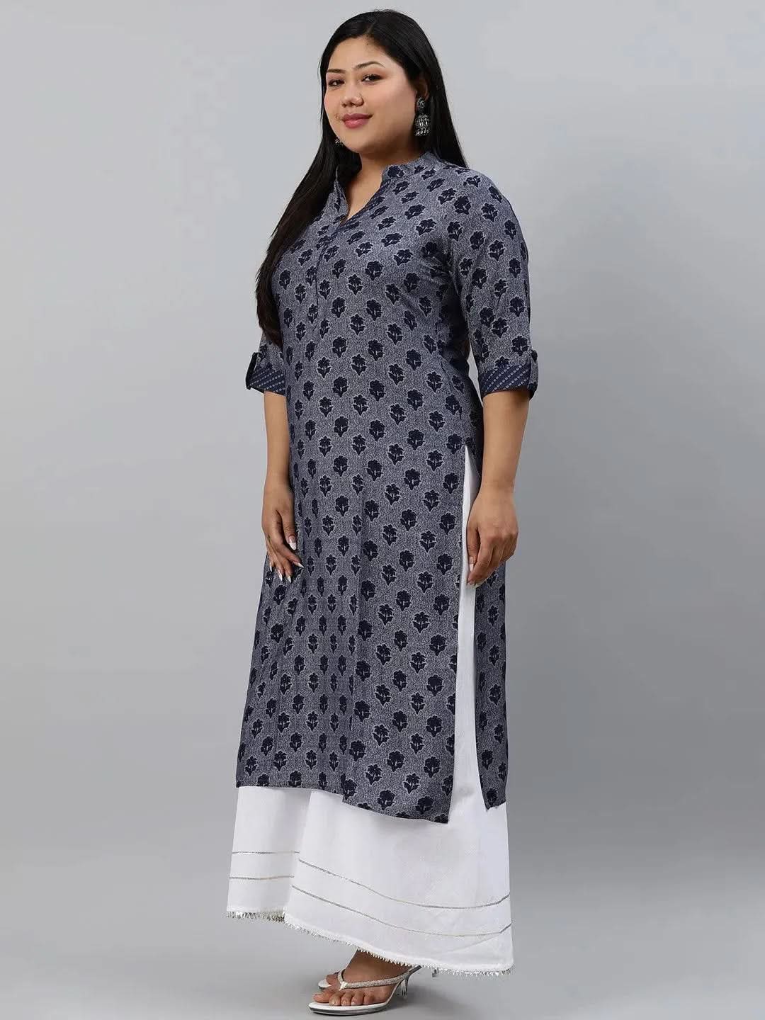 

Buy Plus Size Blue Printed Rayon Kurta - 11030-3XL | Libas Ethnic Wear Online