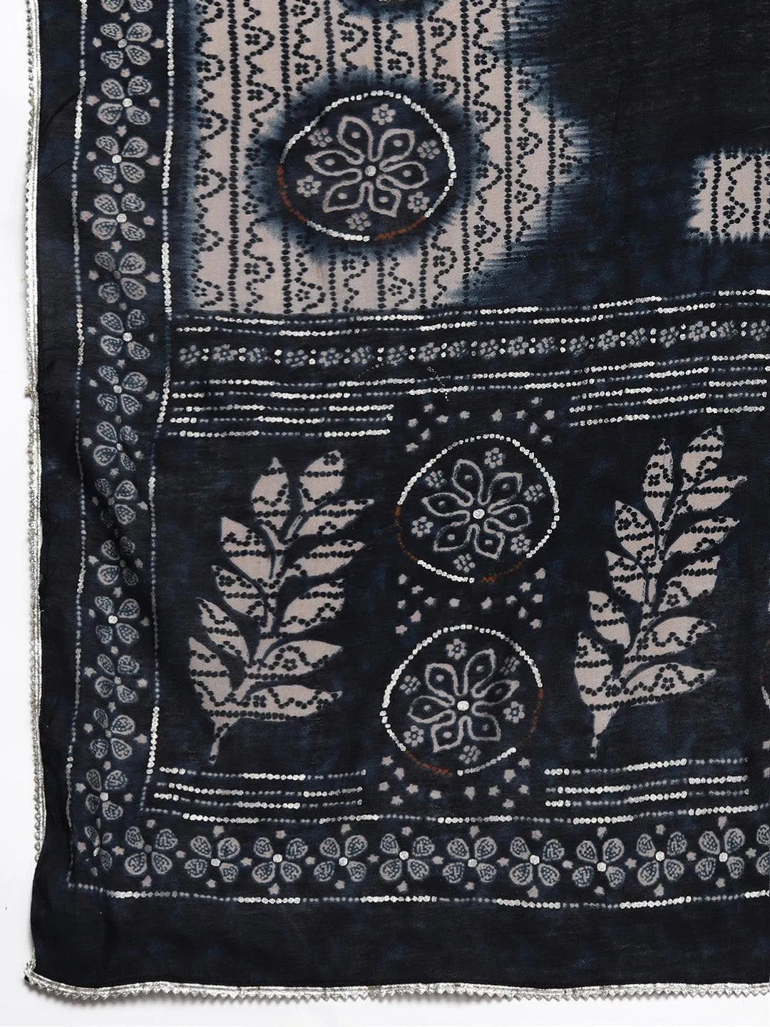 Plus Size Blue Printed Silk Blend Straight Kurta With Palazzos & Dupatta - Libas 