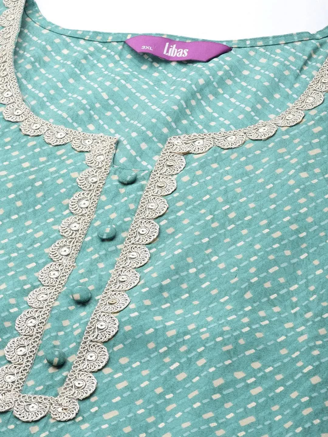

Plus Size Blue Printed Silk Straight Kurta