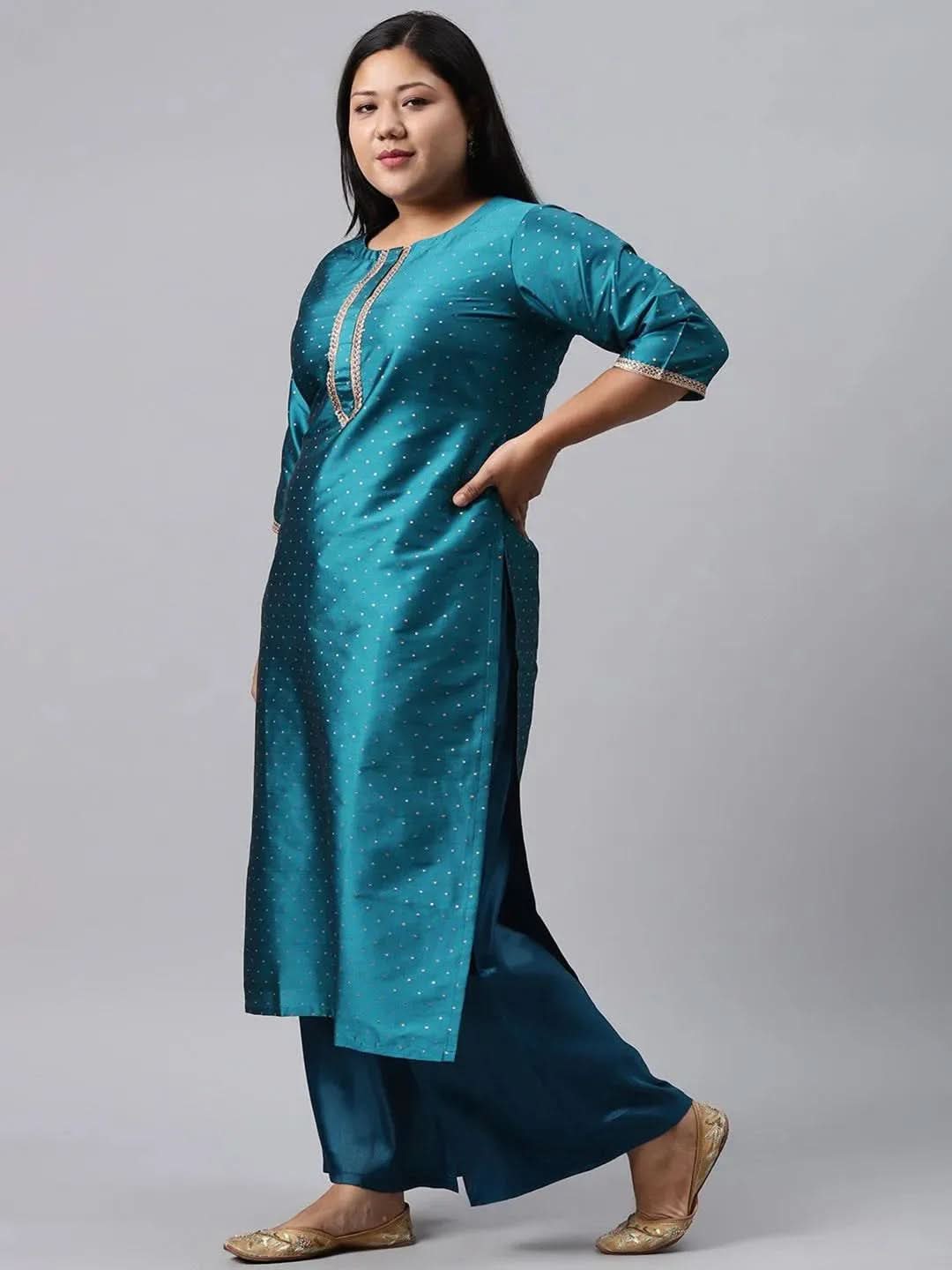 

Buy Plus Size Blue Woven Design Art Silk Suit Set - 15080- | Libas Ethnic Wear Online