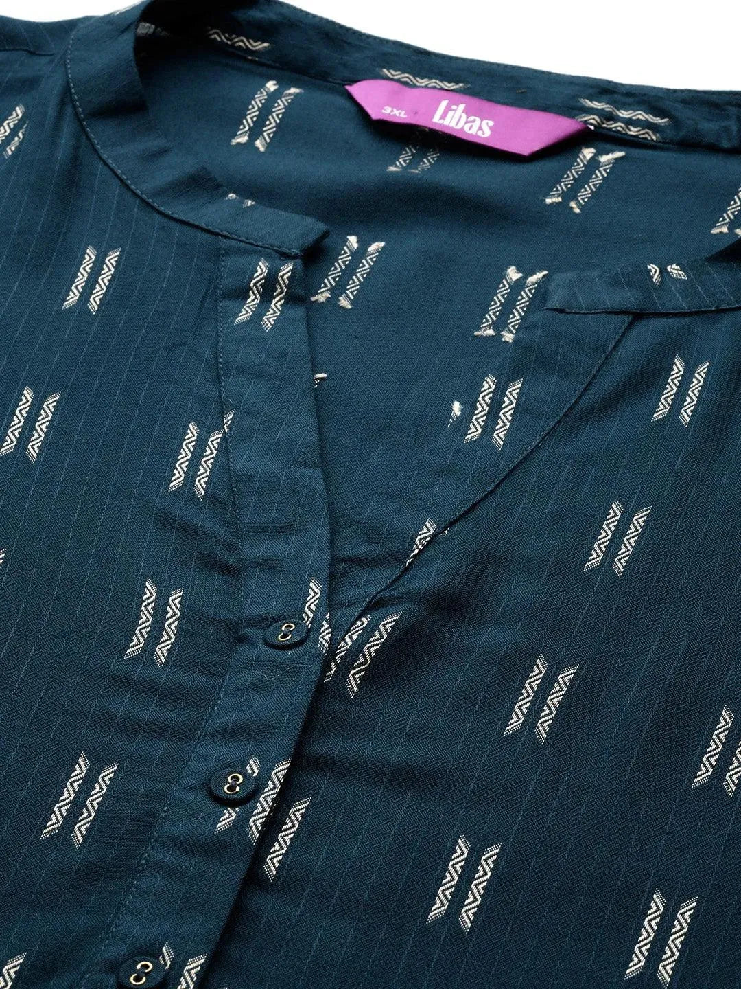 Plus Size Blue Woven Design Rayon Straight Kurta - Libas 