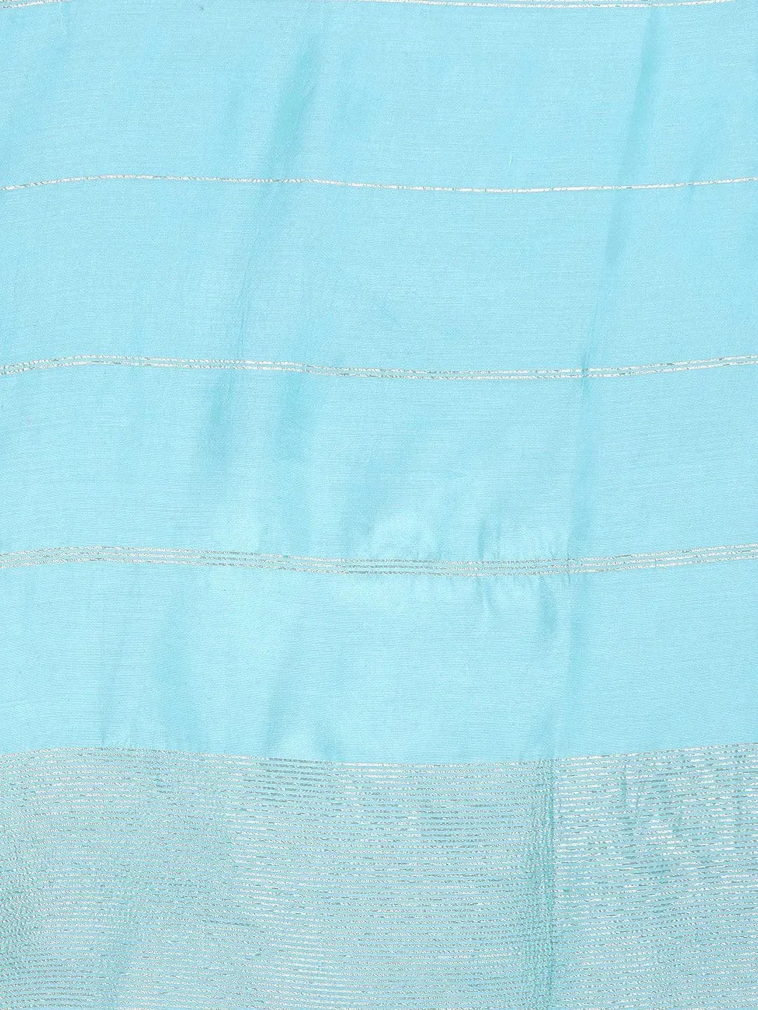 Plus Size Blue Woven Design Silk Blend Suit Set - Libas 