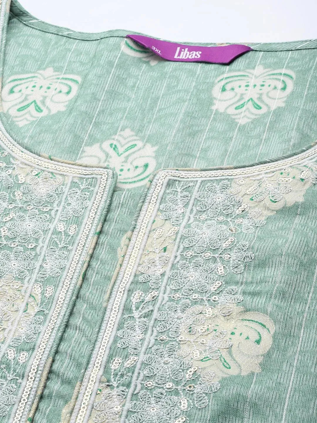 Plus Size Blue Yoke Design Rayon Kurta - Libas 