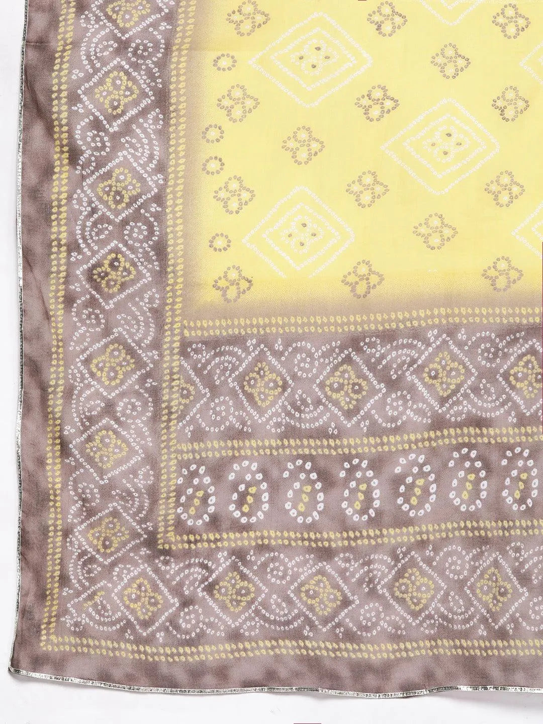 Plus Size Brown Printed Cotton Straight Kurta With Trousers & Dupatta - Libas 