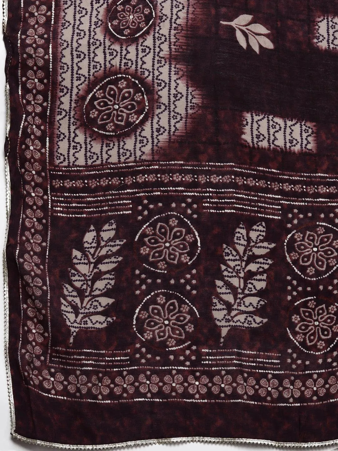 Plus Size Burgundy Printed Silk Blend Straight Kurta With Palazzos & Dupatta - Libas 