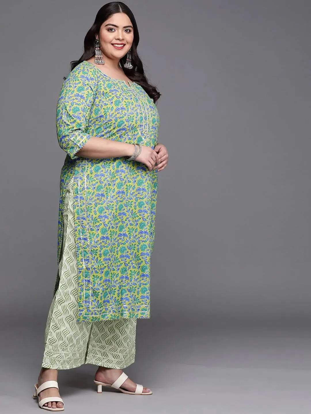 

Buy Plus Size Green Printed Cotton Suit Set - 15139O- | Libas Ethnic Wear Online