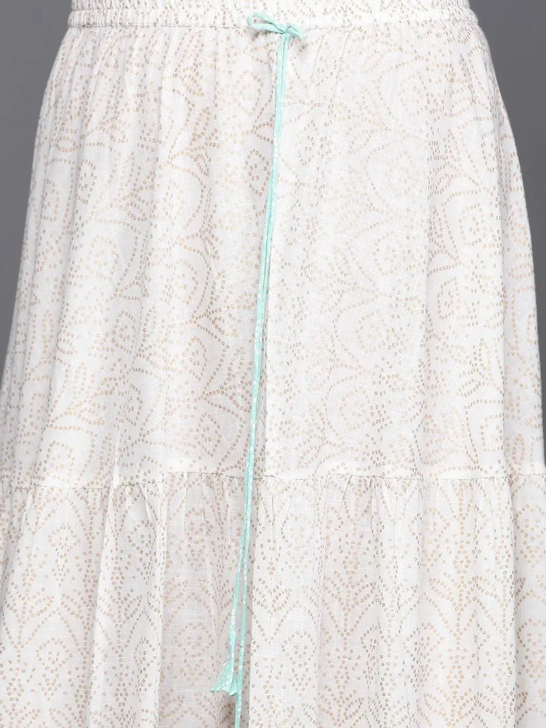 Plus Size Sea Green Printed Cotton Suit Set - Libas 