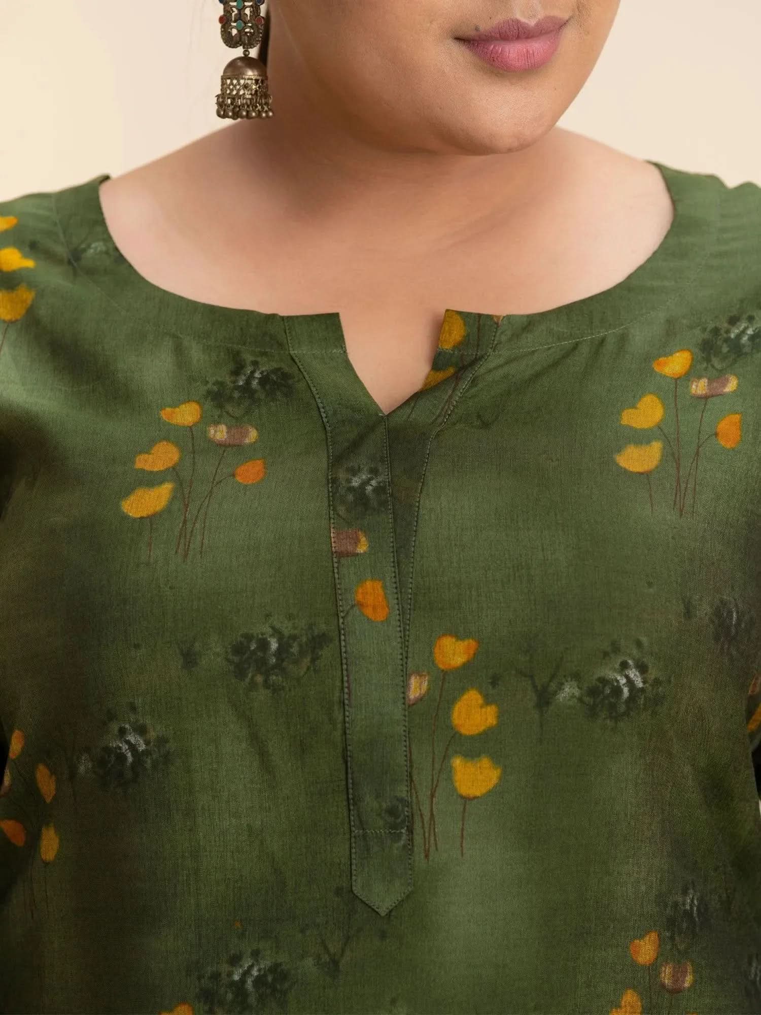 

Buy Plus Size Green Printed Rayon Kurta - 11055-3XL | Libas Ethnic Wear Online