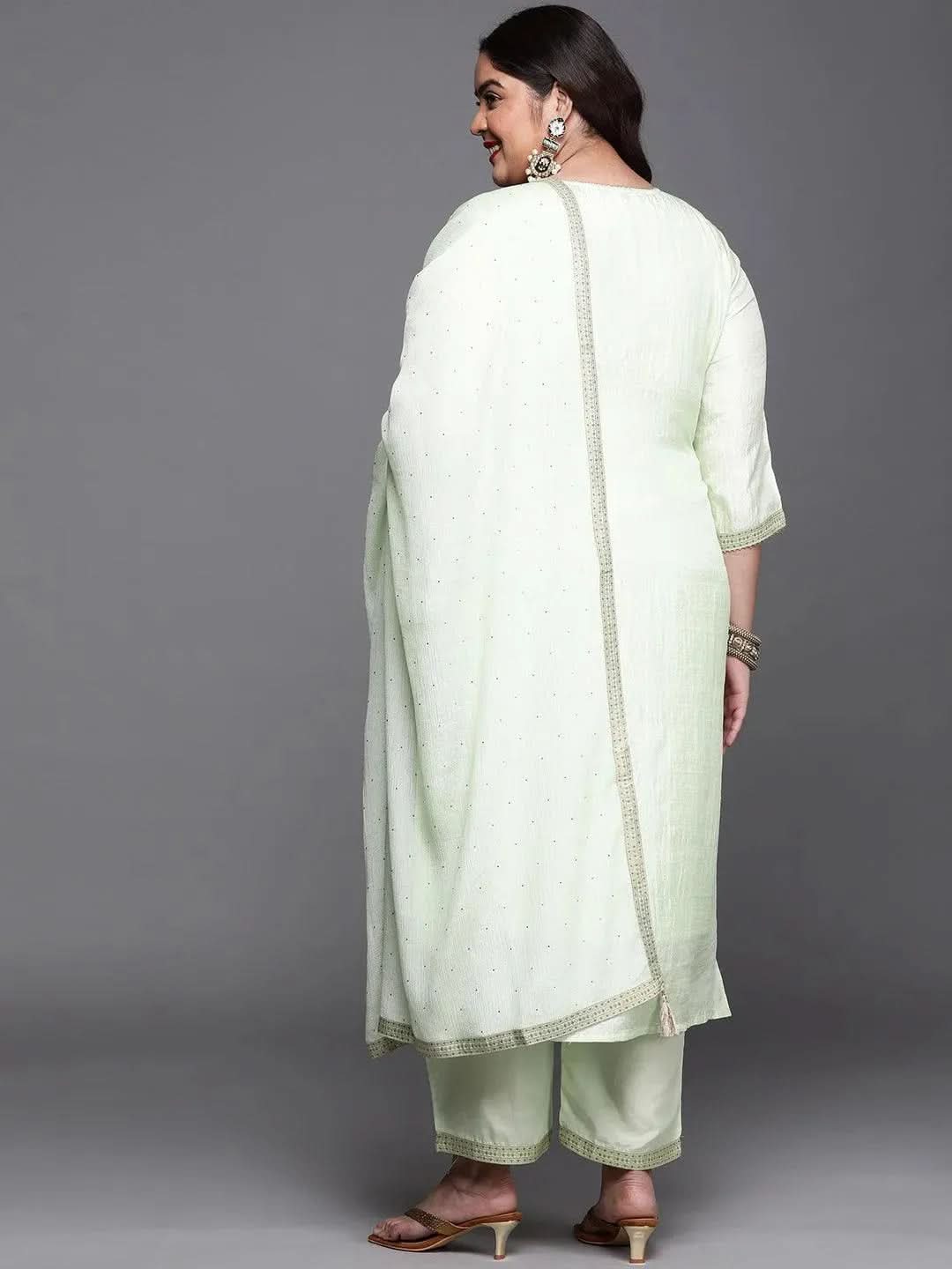 

Buy Plus Size Green Woven Design Silk Blend Suit Set - 15180O-3XL | Libas Ethnic Wear Online