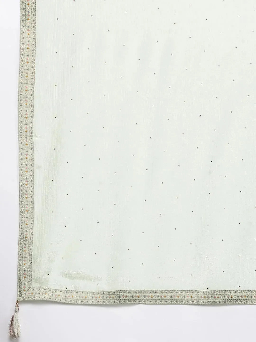 Plus Size Green Woven Design Silk Blend Suit Set - Libas 