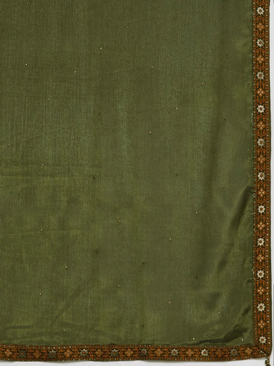 Plus Size Green Woven Design Silk Blend Straight Suit Set - Libas 