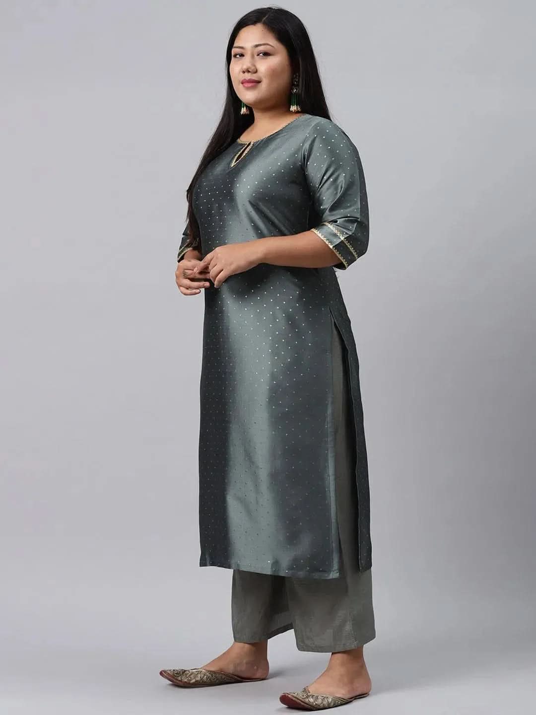 

Buy Plus Size Grey Woven Design Art Silk Suit Set - 15076- | Libas Ethnic Wear Online