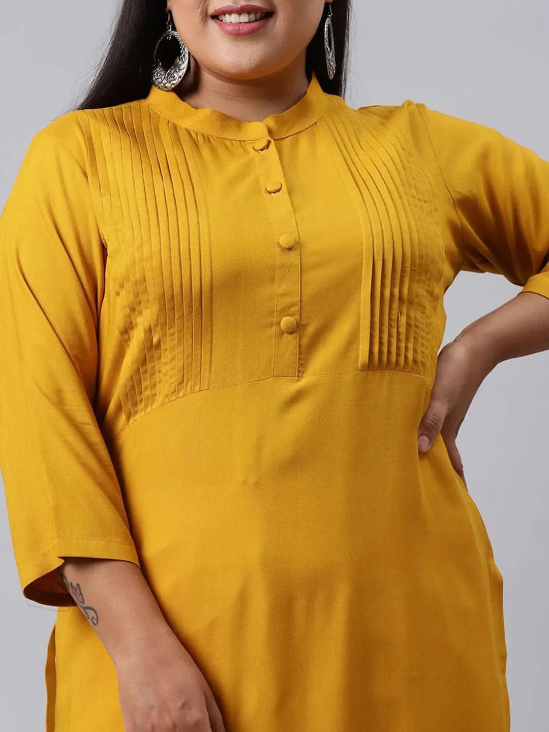 

Buy Plus Size Mustard Solid Rayon Kurta - 11093-6XL | Libas Ethnic Wear Online