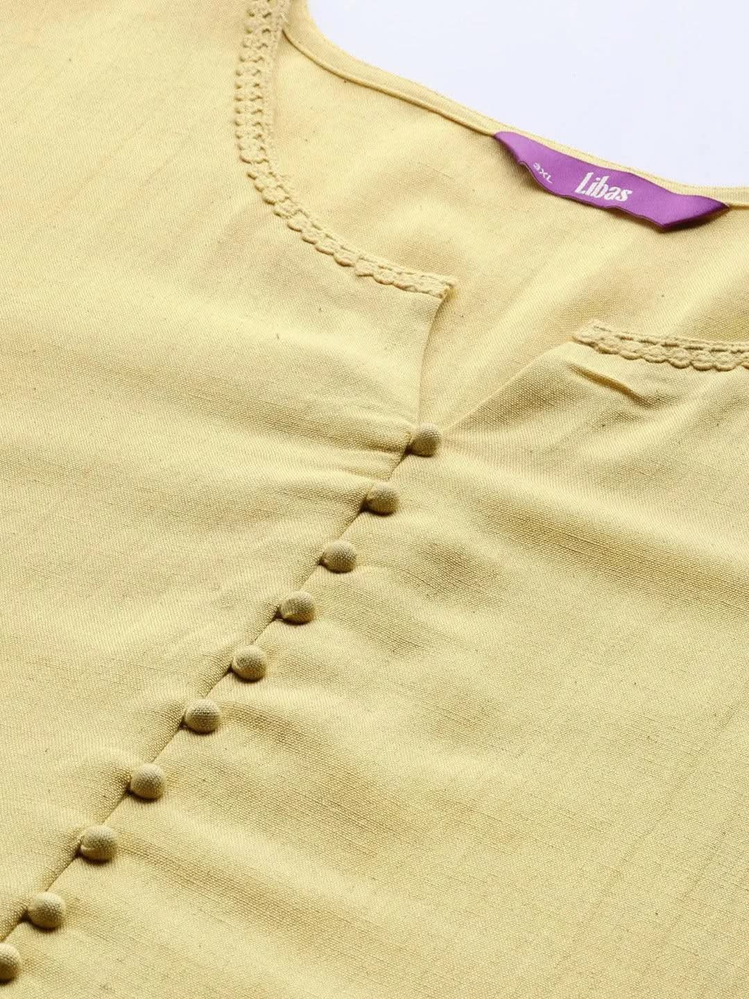 Plus Size Mustard Solid Rayon Kurta - Libas 
