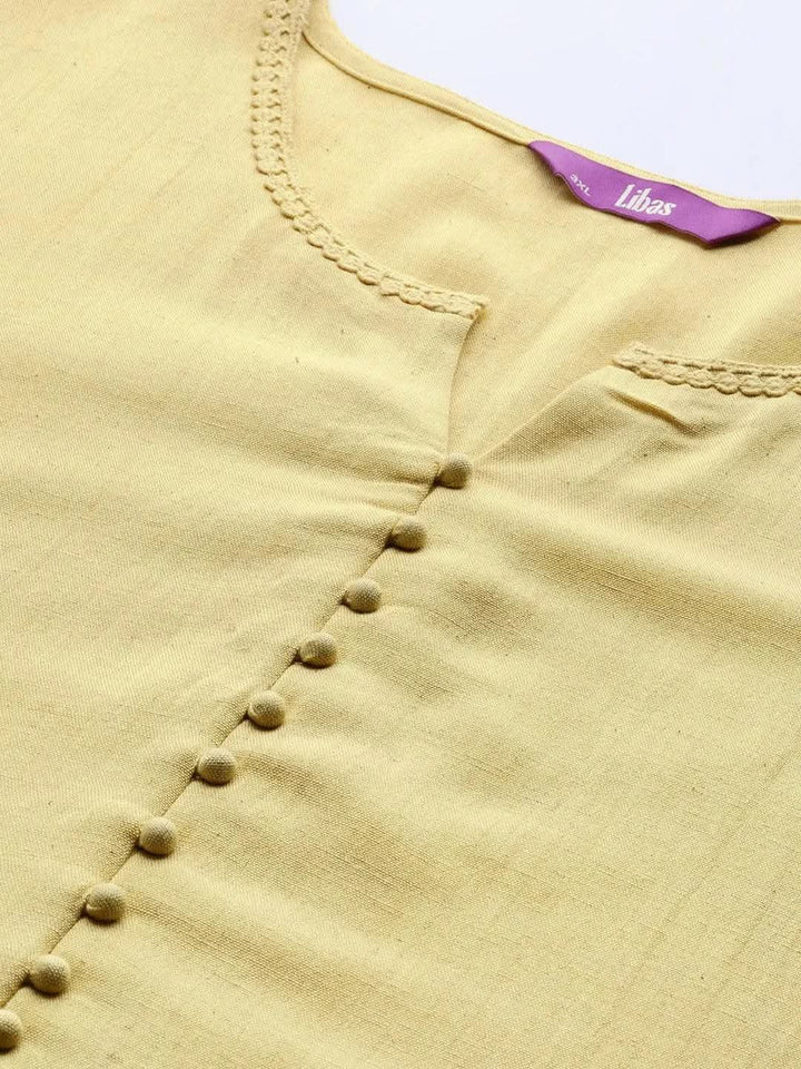 Plus Size Mustard Solid Rayon Kurta - Libas