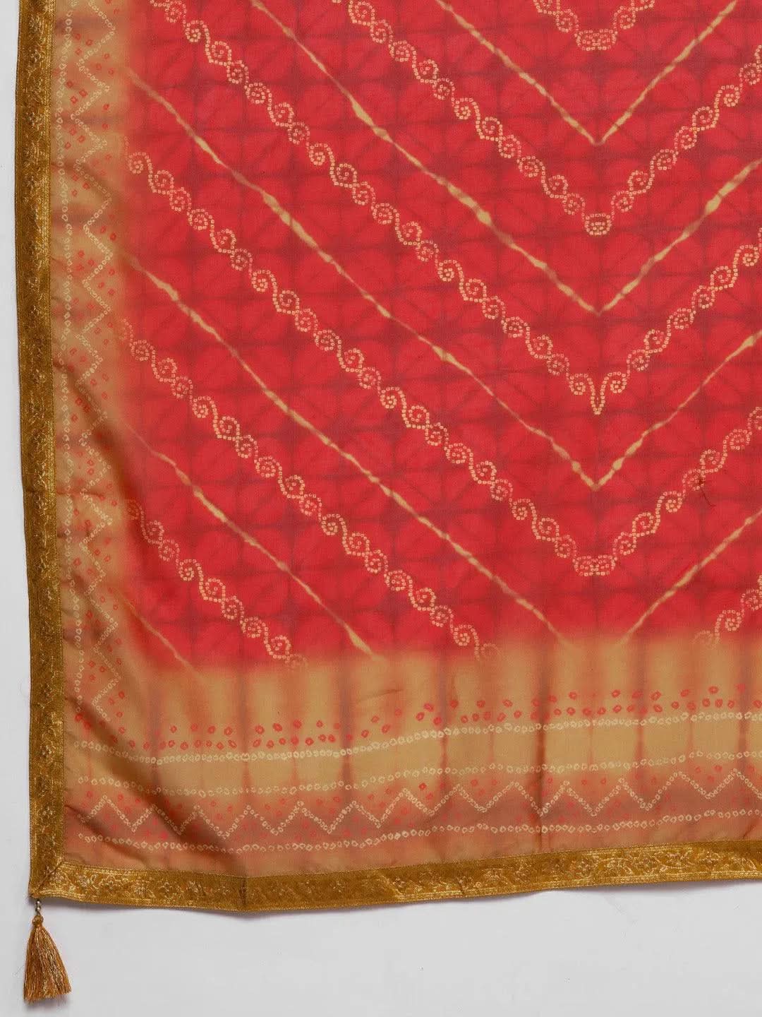Plus Size Mustard Woven Design Silk Blend Straight Suit Set - Libas 