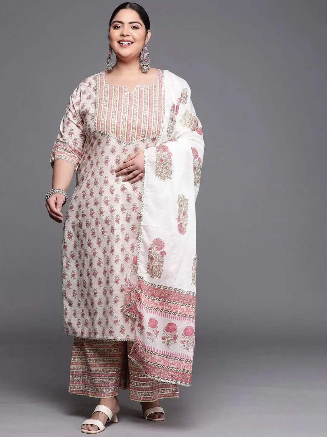 

Buy Plus Size Off White Printed Cotton Suit Set - 15161O- | Libas Ethnic Wear Online