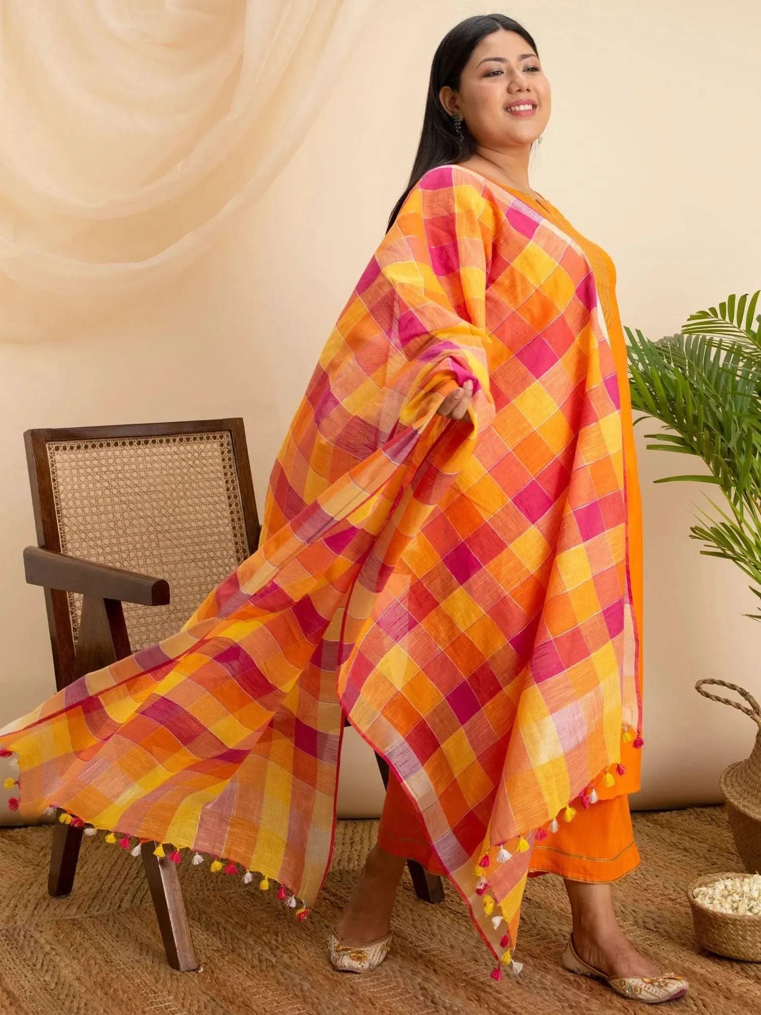 

Buy Plus Size Orange Solid Cotton Suit Set - 15035- | Libas Ethnic Wear Online
