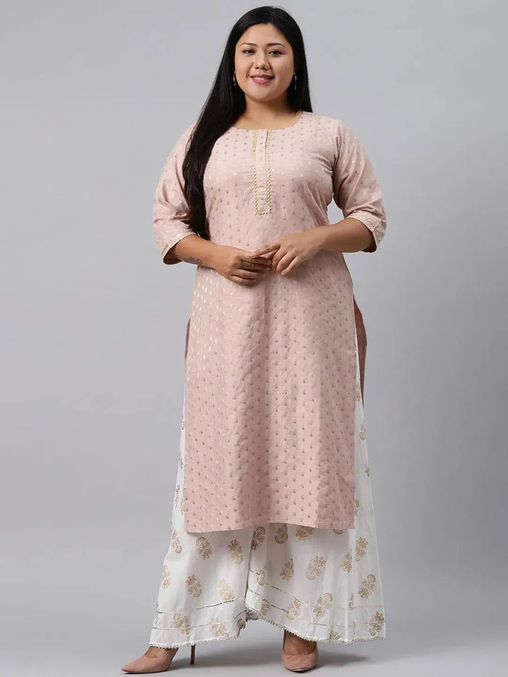 Plus Size Pink Chanderi Silk Kurta - Libas