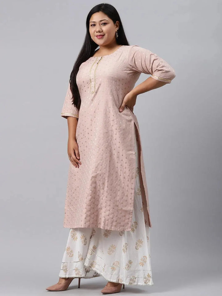 Plus Size Pink Chanderi Silk Kurta - Libas