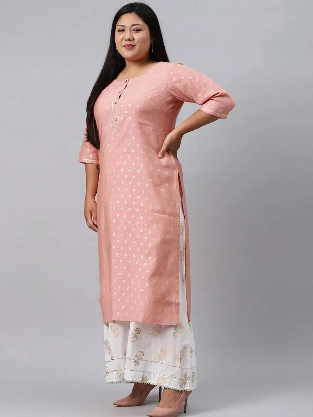 

Buy Plus Size Pink Chanderi Silk Kurta - 11109-6XL | Libas Ethnic Wear Online