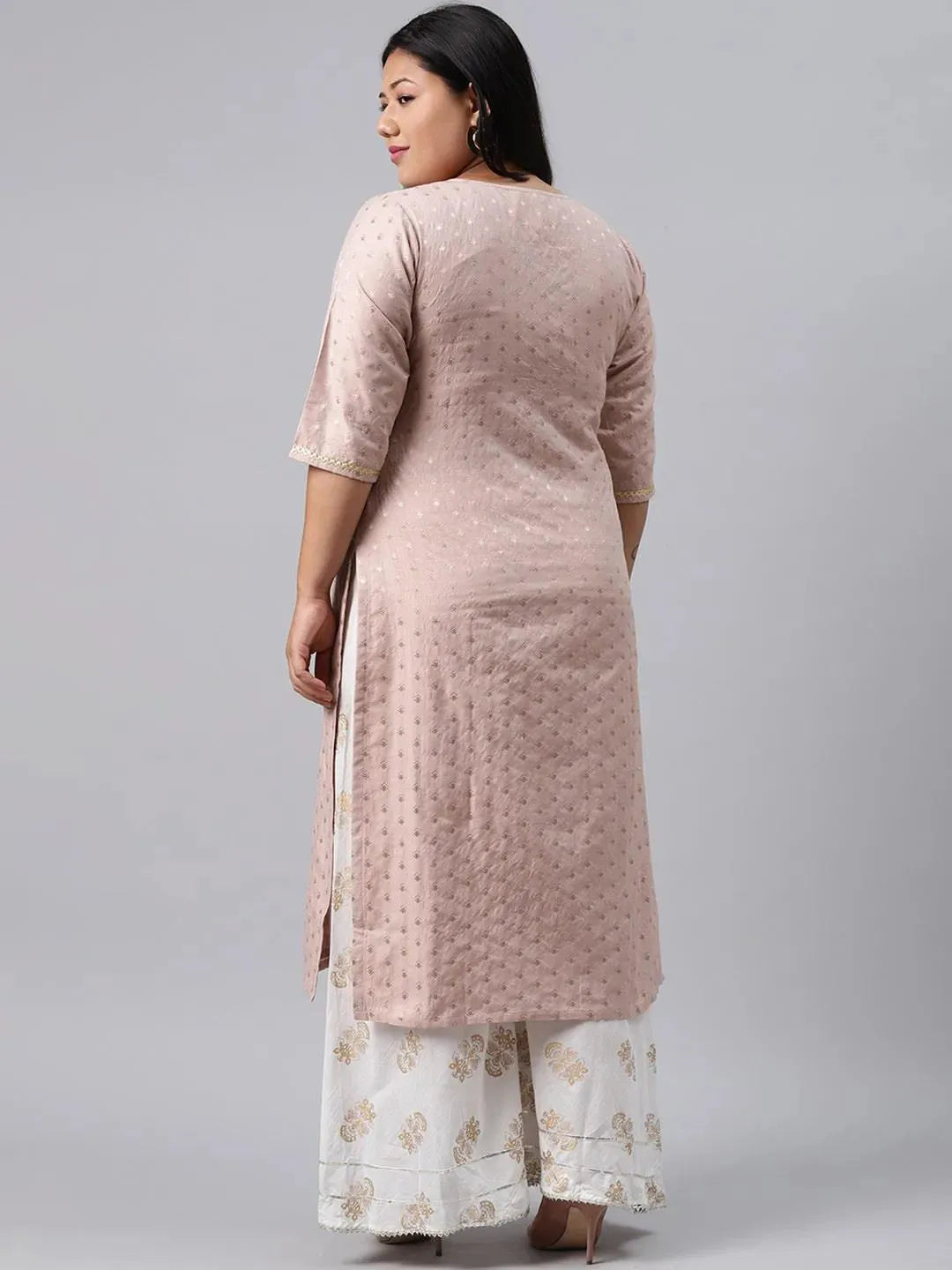 Plus Size Pink Chanderi Silk Kurta - Libas