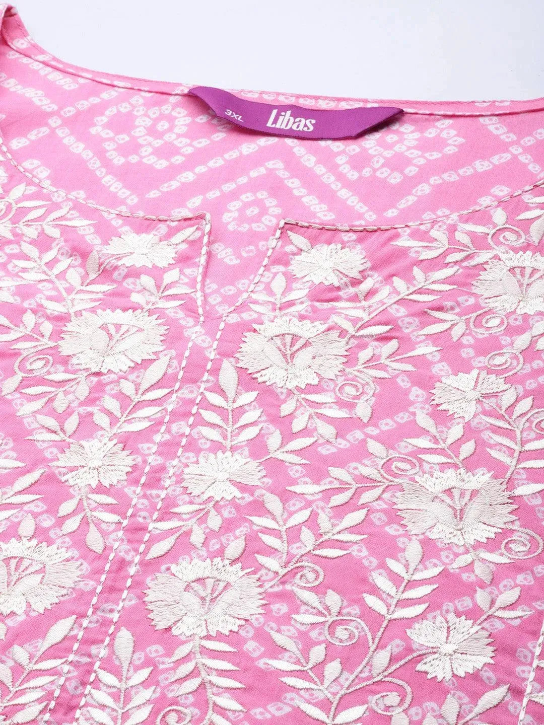 Plus Size Pink Yoke Design Cotton Kurta - Libas 