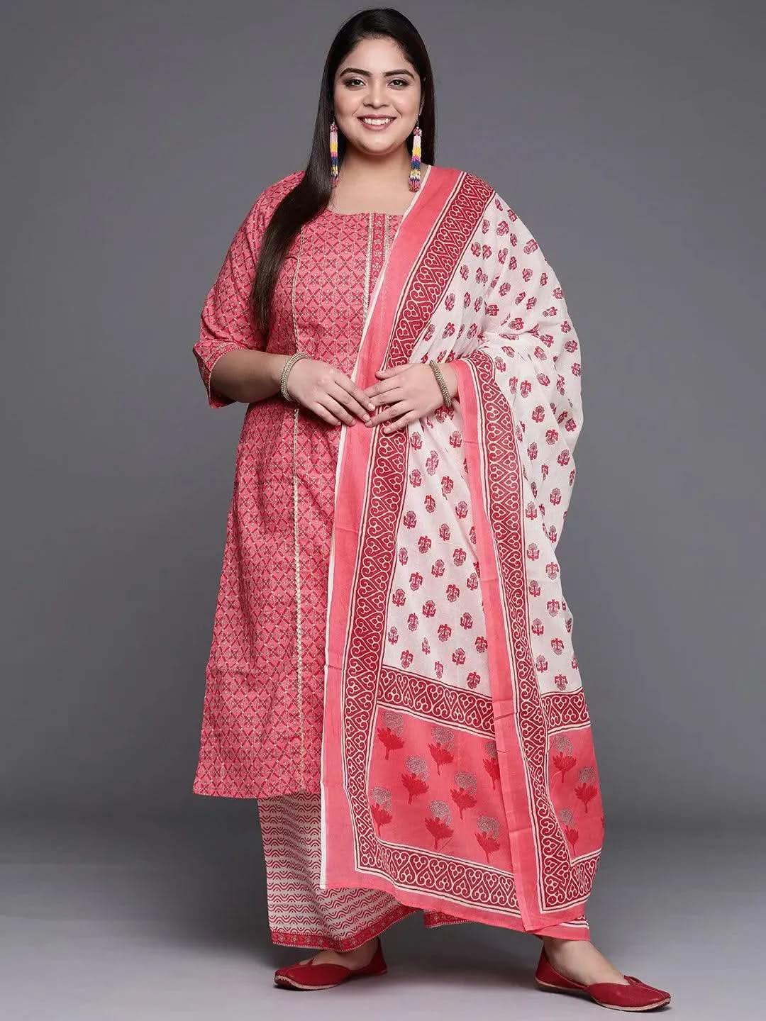 

Buy Plus Size Pink Printed Cotton Suit Set - 15101- | Libas Ethnic Wear Online