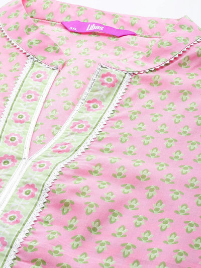 Women Pink Embroidered Straight Kurta Palazzos With Dupatta Set