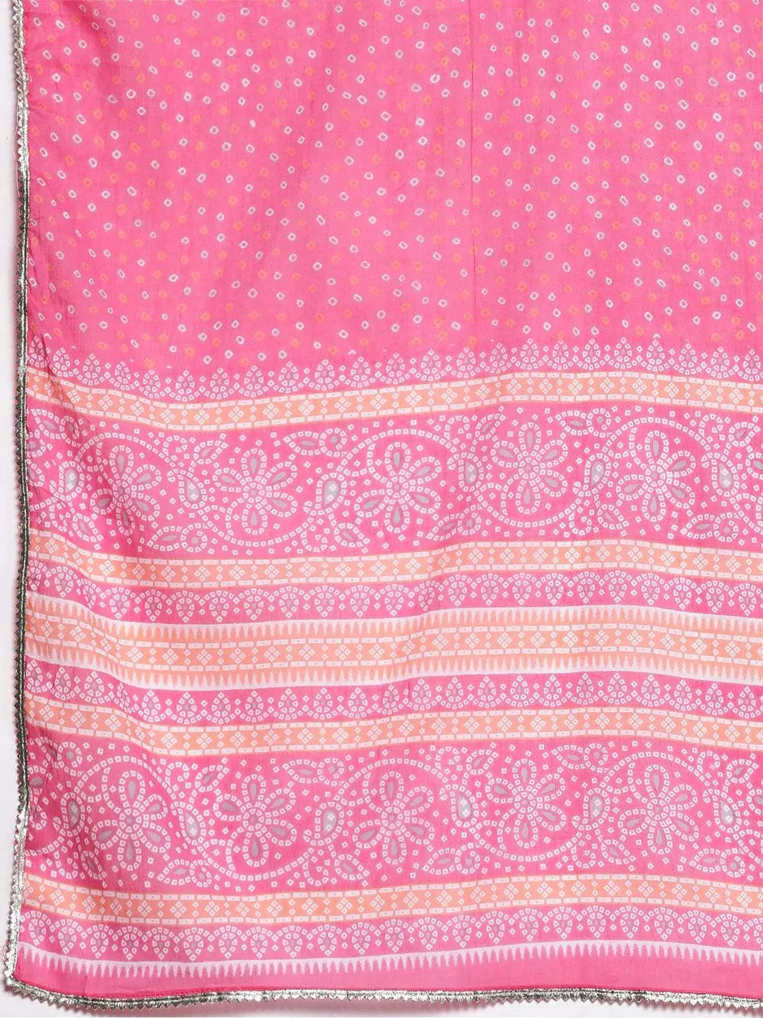 Plus Size Pink Printed Cotton Suit Set With Palazzos - Libas 