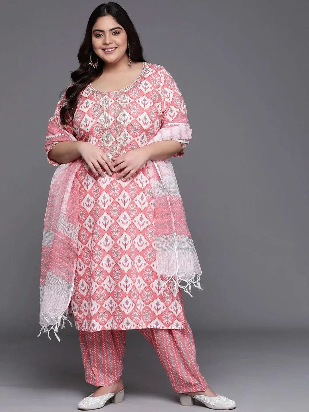 

Buy Plus Size Pink Printed Cotton Suit Set - 15148O-3XL | Libas Ethnic Wear Online