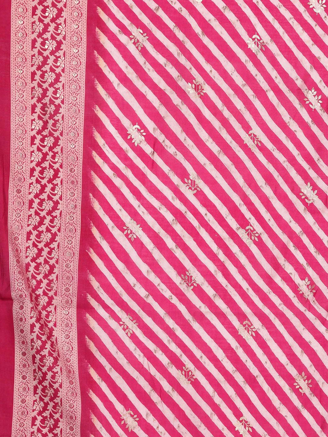 Plus Size Pink Printed Silk Blend Straight Kurta With Trousers & Dupatta - Libas 